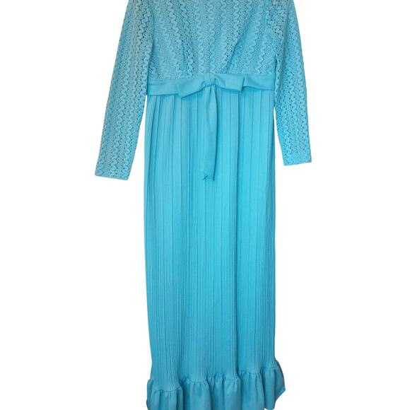 Vintage Aqua Blue Mermaidcore Soft Girl Coquette Maxi Dress READ - Picture 1 of 7